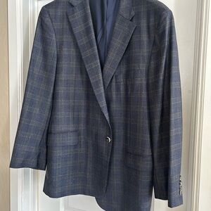 Hickey Freeman Navy Plaid Blazer